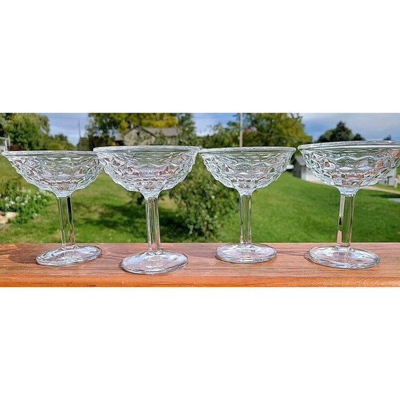 Vtg set of 4 Fostoria AMERICAN Tall Stemmed Glasses SHERBET CHAMPAGNE Holiday - Picture 10 of 11